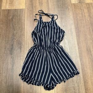 Hollister navy striped romper